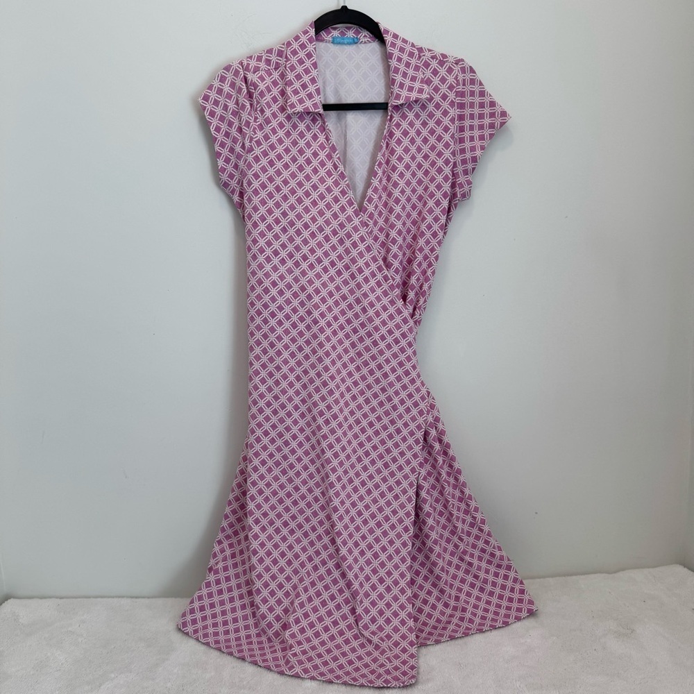 J. McLaughlin Lila Catalina Cloth Short Sleeve Wrap Dress Size Medium